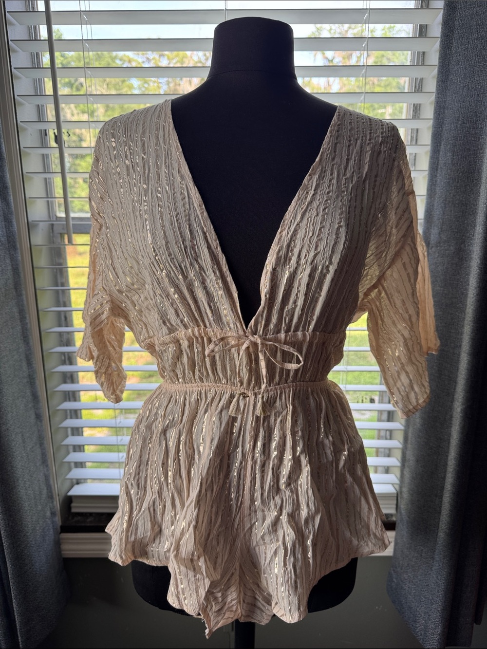 Victoria’s Secret Gold Shine Striped Romper